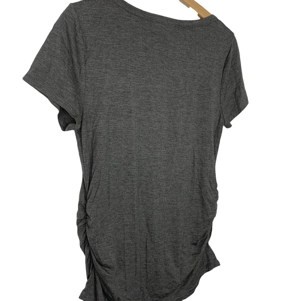 Maternity Top Short Sleeve Scoop Neck Dark Gray And Gold Medium Baby Motherhood - Picture 3 of 5